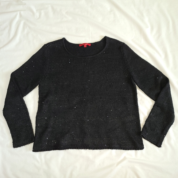 FUC Narciso Rodriguez Design Nation Black Sequined Knit Long Sleeve Sweater, L - Picture 2 of 15